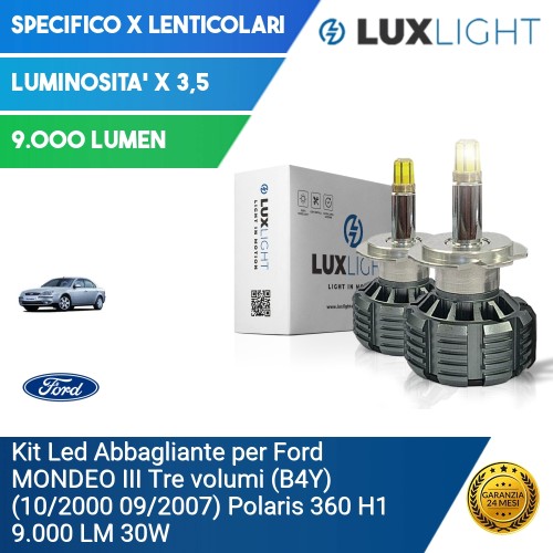 Kit Led Abbagliante per Ford MONDEO III Tre volumi (B4Y) (10/2000 09/2007) Polaris 360 H1 9.000 LM 30W