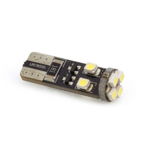 Coppia Lampade Led T10 a 8 SMD Rossa con Canbus NoError 12V