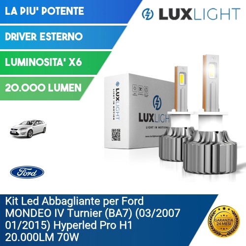 Kit Led Abbagliante per Ford MONDEO IV Turnier (BA7) (03/2007 01/2015) Hyperled Pro H1 20.000LM 70W