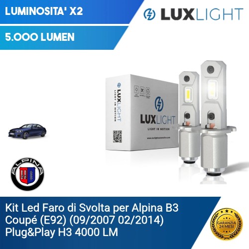 Kit Led Faro di Svolta per Alpina B3 Coupé (E92) (09/2007 02/2014) Plug&Play H3 4000 LM