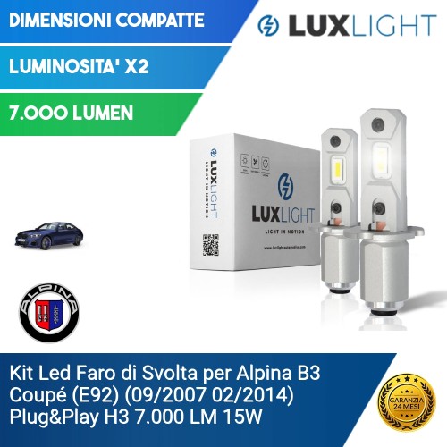 Kit Led Faro di Svolta per Alpina B3 Coupé (E92) (09/2007 02/2014) Plug&Play H3 7.000 LM 15W