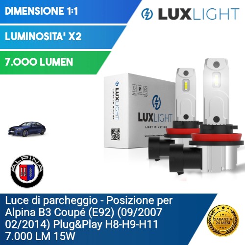 Luce di parcheggio - Posizione per Alpina B3 Coupé (E92) (09/2007 02/2014) Plug&Play H8-H9-H11 7.000 LM 15W
