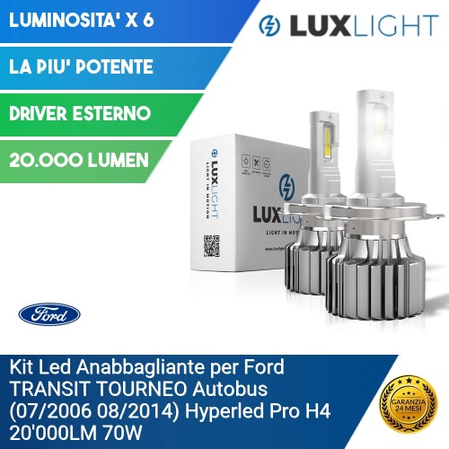 Kit Led Anabbagliante per Ford TRANSIT TOURNEO Autobus (07/2006 08/2014) Hyperled Pro H4 20'000LM 70W