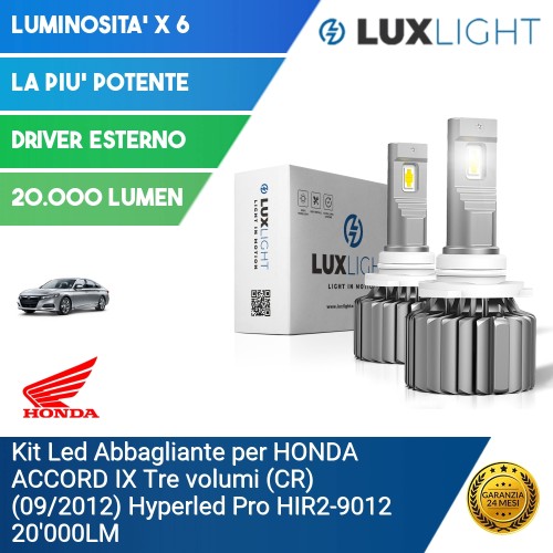 Kit Led Abbagliante per HONDA ACCORD IX Tre volumi (CR) (09/2012) Hyperled Pro HIR2-9012 20'000LM