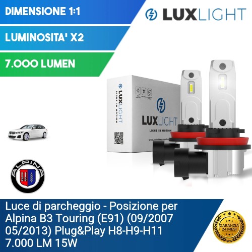 Luce di parcheggio - Posizione per Alpina B3 Touring (E91) (09/2007 05/2013) Plug&Play H8-H9-H11 7.000 LM 15W