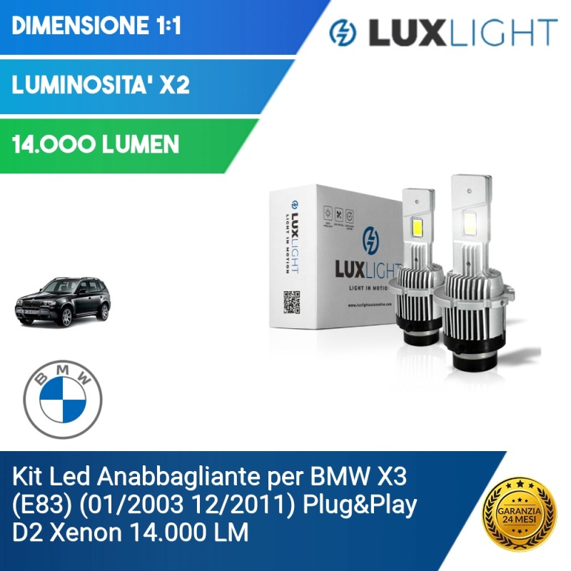Kit Led Anabbagliante per BMW X3 (E83) (01/2003 12/2011) Plug&Play D2 Xenon 14.000 LM
