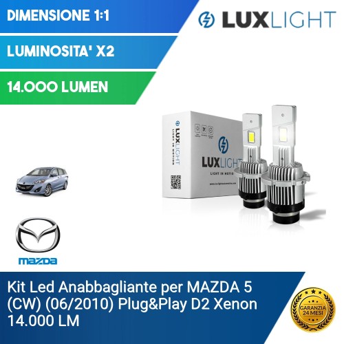 Kit Led Anabbagliante per MAZDA 5 (CW) (06/2010) Plug&Play D2 Xenon 14.000 LM