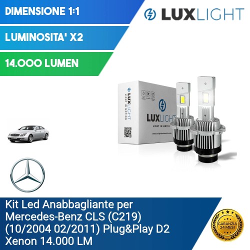Kit Led Anabbagliante per Mercedes-Benz CLS (C219) (10/2004 02/2011) Plug&Play D2 Xenon 14.000 LM