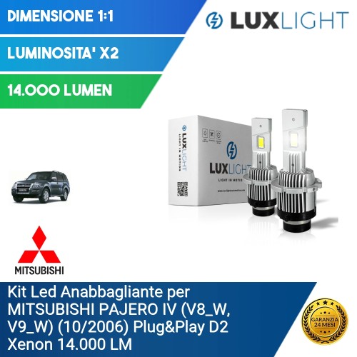 Kit Led Anabbagliante per MITSUBISHI PAJERO IV (V8_W, V9_W) (10/2006) Plug&Play D2 Xenon 14.000 LM