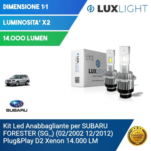 Kit Led Anabbagliante per SUBARU FORESTER (SG_) (02/2002 12/2012) Plug&Play D2 Xenon 14.000 LM