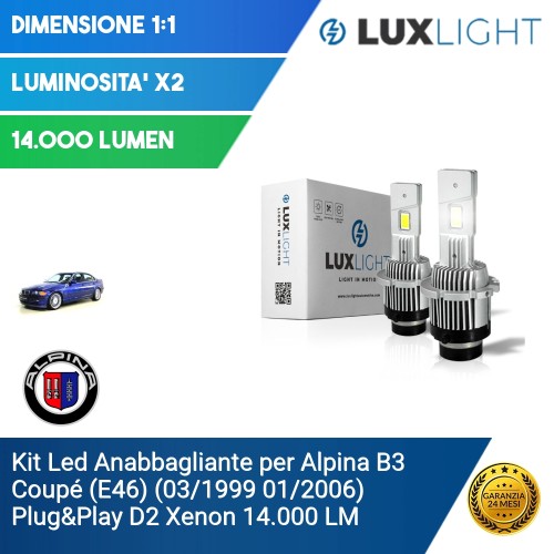 Kit Led Anabbagliante per Alpina B3 Coupé (E46) (03/1999 01/2006) Plug&Play D2 Xenon 14.000 LM