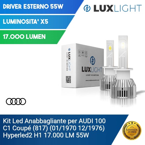 Kit Led Anabbagliante per AUDI 100 C1 (817) (01/1970 12/1976) Hyperled2 H1 17.000 LM 55W