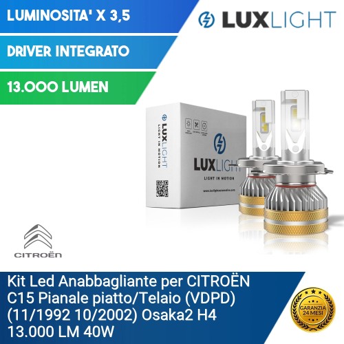 Kit Led Anabbagliante per CITROËN C15 Pianale piatto (VDPD) (11/1992 10/2002) Osaka2 H4 13.000 LM 40W