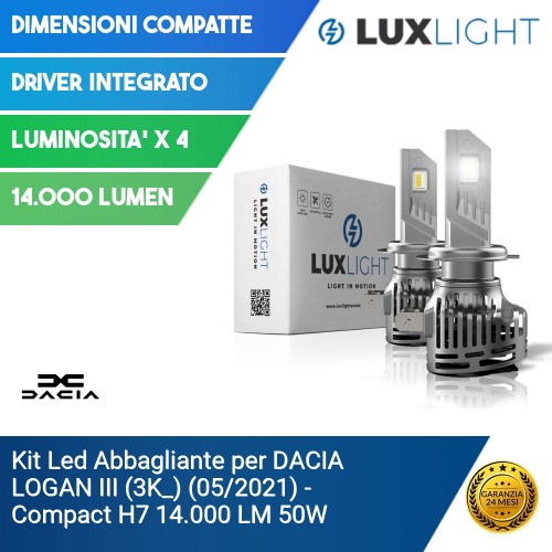 Kit Led Abbagliante per DACIA LOGAN III (3K_) (05/2021) Compact H7 14.000 LM 50W