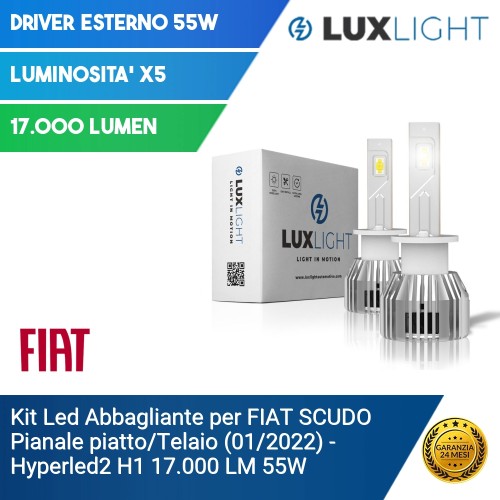 Kit Led Abbagliante per FIAT SCUDO Pianale piatto (01/2022) Hyperled2 H1 17.000 LM 55W