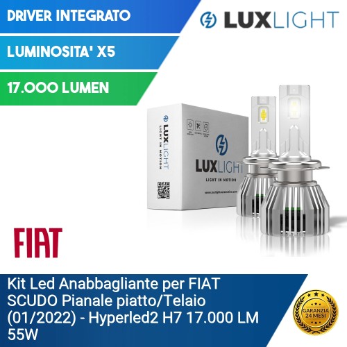Kit Led Anabbagliante per FIAT SCUDO Pianale piatto (01/2022) Hyperled2 H7 17.000 LM 55W