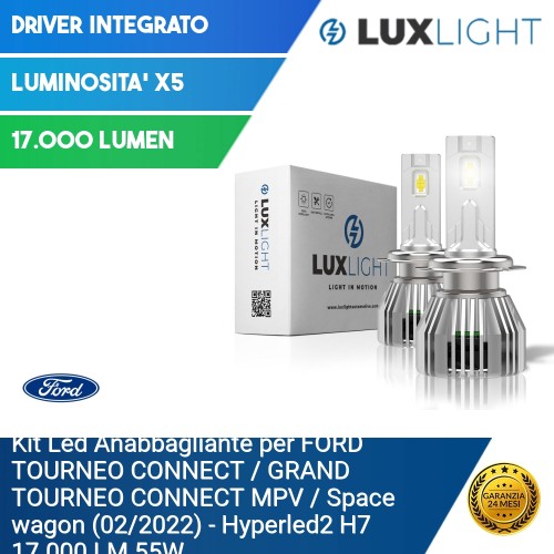 Kit Led Anabbagliante per Ford TOURNEO CONNECT / GRAND TOURNEO CONNECT MPV (02/2022) Hyperled2 H7 17.000 LM 55W