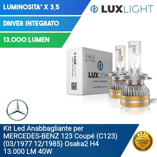 Kit Led Anabbagliante per Mercedes-Benz 123 Coupé (C123) (03/1977 12/1985) Osaka2 H4 13.000 LM 40W