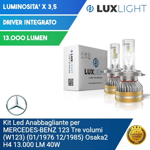 Kit Led Anabbagliante per Mercedes-Benz 123 Tre volumi (W123) (01/1976 12/1985) Osaka2 H4 13.000 LM 40W