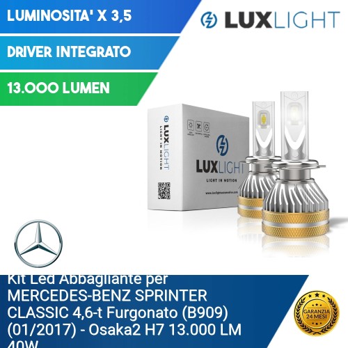 Kit Led Abbagliante per Mercedes-Benz SPRINTER CLASSIC 4,6-t Furgonato (B909) (01/2017) Osaka2 H7 13.000 LM 40W