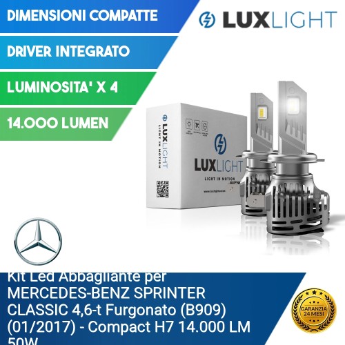Kit Led Abbagliante per Mercedes-Benz SPRINTER CLASSIC 4,6-t Furgonato (B909) (01/2017) Compact H7 14.000 LM 50W