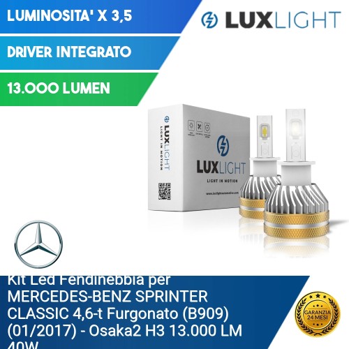 Kit Led Fendinebbia per Mercedes-Benz SPRINTER CLASSIC 4,6-t Furgonato (B909) (01/2017) Osaka2 H3 13.000 LM 40W