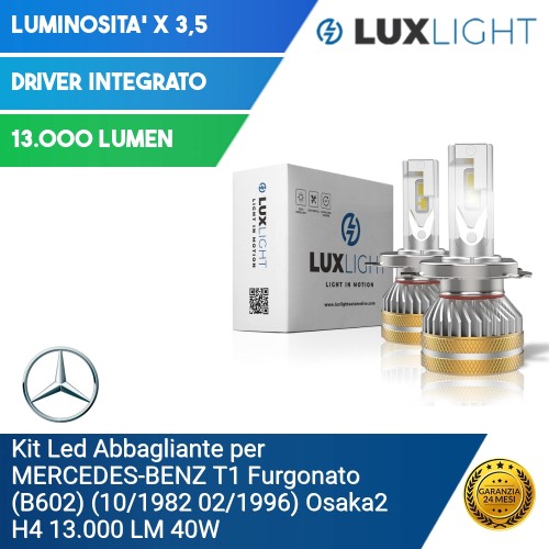 Kit Led Abbagliante per Mercedes-Benz T1 Furgonato (B602) (10/1982 02/1996) Osaka2 H4 13.000 LM 40W