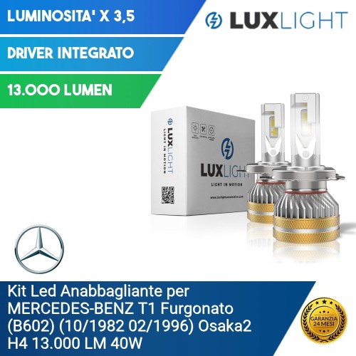 Kit Led Anabbagliante per Mercedes-Benz T1 Furgonato (B602) (10/1982 02/1996) Osaka2 H4 13.000 LM 40W