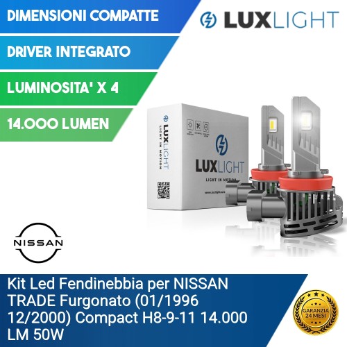 Kit Led Fendinebbia per NISSAN TRADE Furgonato (01/1996 12/2000) Compact H8-9-11 14.000 LM 50W