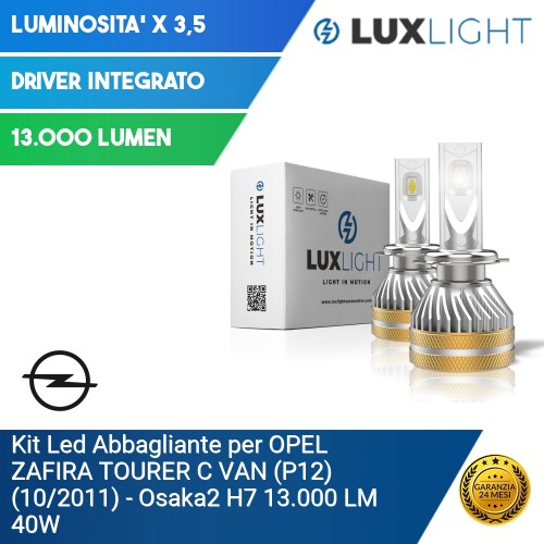 Kit Led Abbagliante per Opel ZAFIRA TOURER C VAN (P12) (10/2011) Osaka2 H7 13.000 LM 40W