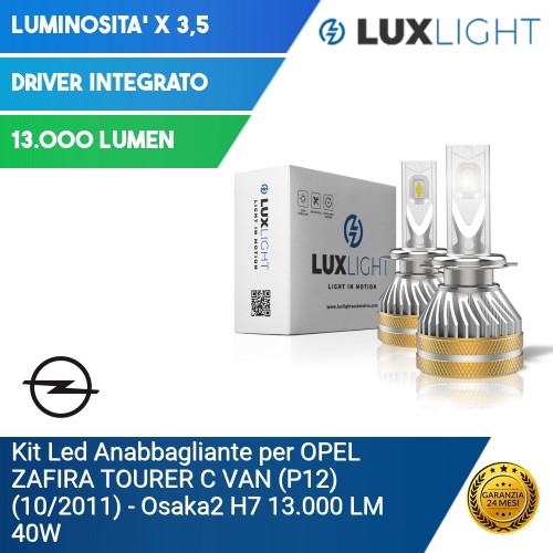 Kit Led Anabbagliante per Opel ZAFIRA TOURER C VAN (P12) (10/2011) Osaka2 H7 13.000 LM 40W