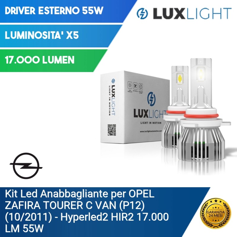 Kit Led Anabbagliante per Opel ZAFIRA TOURER C VAN (P12) (10/2011) Hyperled2 HIR2 17.000 LM 55W
