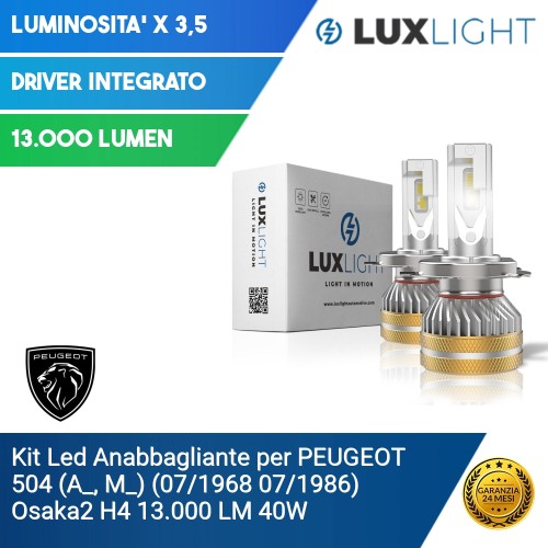 Kit Led Anabbagliante per PEUGEOT 504 (A_, M_) (07/1968 07/1986) Osaka2 H4 13.000 LM 40W