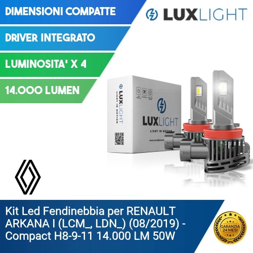 Kit Led Fendinebbia per RENAULT ARKANA I (LCM_, LDN_) (08/2019) Compact H8-9-11 14.000 LM 50W