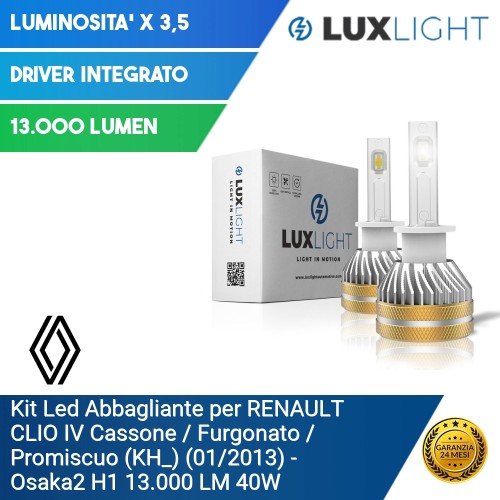 Kit Led Abbagliante per RENAULT CLIO IV Cassone (KH_) (01/2013) Osaka2 H1 13.000 LM 40W