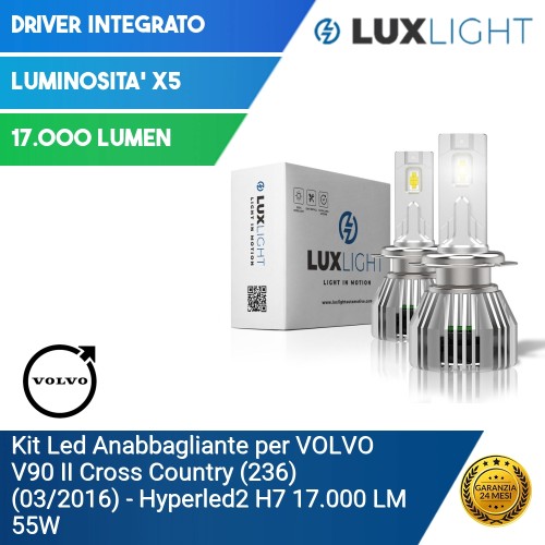Kit Led Anabbagliante per VOLVO V90 II Cross Country (236) (03/2016) Hyperled2 H7 17.000 LM 55W