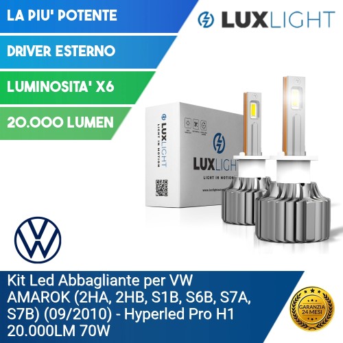 Kit Led Abbagliante per VW VOLKSWAGEN AMAROK (2H_. S1_. S6_. S7_.) (09/2010) Hyperled Pro H1 20.000LM 70W