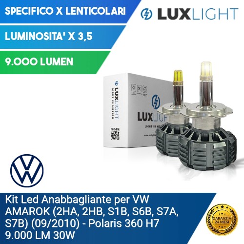Kit Led Anabbagliante per VW VOLKSWAGEN AMAROK (2H_. S1_. S6_. S7_.) (09/2010) Polaris 360 H7 9.000 LM 30W
