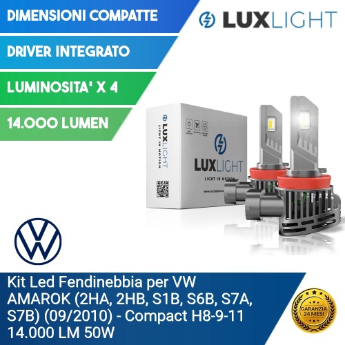 Kit Led Fendinebbia per VW VOLKSWAGEN AMAROK (2H_. S1_. S6_. S7_.) (09/2010) Compact H8-9-11 14.000 LM 50W