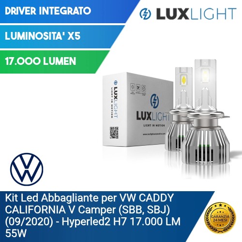 Kit Led Abbagliante per VW VOLKSWAGEN CADDY CALIFORNIA V Camper (SBB, SBJ) (09/2020) Hyperled2 H7 17.000 LM 55W