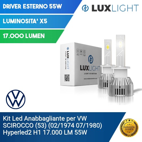 Kit Led Anabbagliante per VW VOLKSWAGEN SCIROCCO (53) (02/1974 07/1980) Hyperled2 H1 17.000 LM 55W