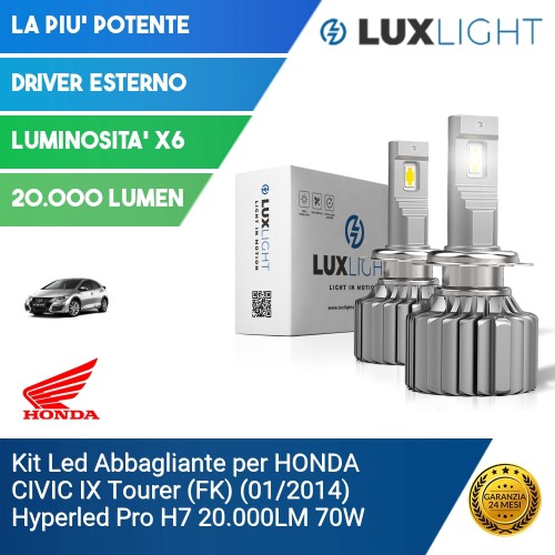 Kit Led Abbagliante per HONDA CIVIC IX Tourer (FK) (01/2014) Hyperled Pro H7 20.000LM 70W