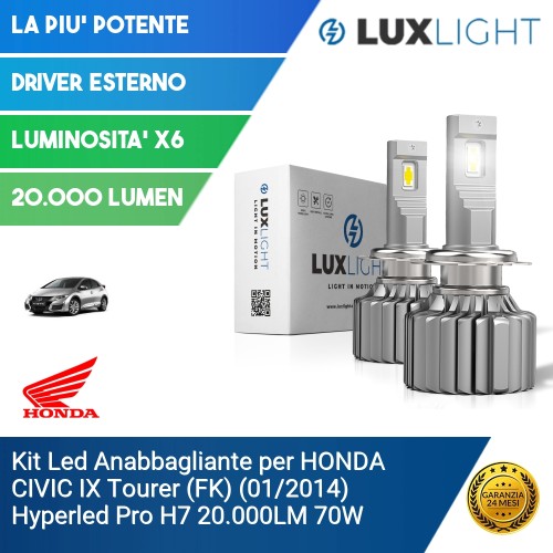 Kit Led Anabbagliante per HONDA CIVIC IX Tourer (FK) (01/2014) Hyperled Pro H7 20.000LM 70W