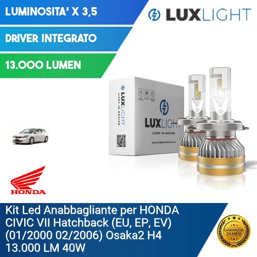 Kit Led Anabbagliante per HONDA CIVIC VII Hatchback (EU, EP, EV) (01/2000 02/2006) Osaka2 H4 13.000 LM 40W