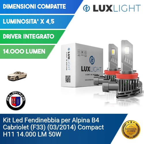 Kit Led Fendinebbia per Alpina B4 Cabriolet (F33) (03/2014) Compact H11 14.000 LM 50W