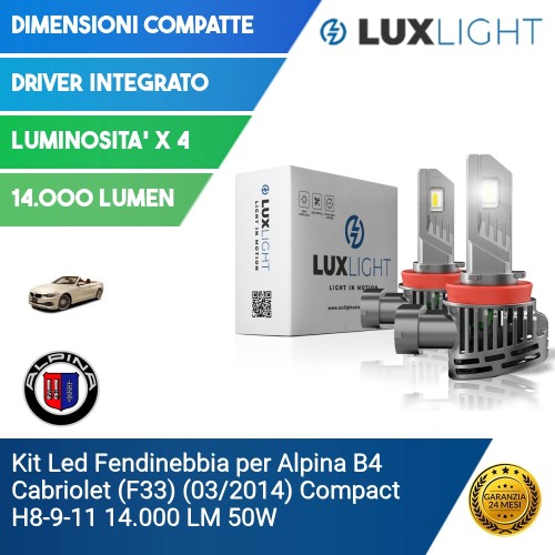 Kit Led Fendinebbia per Alpina B4 Cabriolet (F33) (03/2014) Compact H8-9-11 14.000 LM 50W