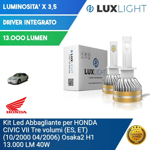 Kit Led Abbagliante per HONDA CIVIC VII Tre volumi (ES, ET) (10/2000 04/2006) Osaka2 H1 13.000 LM 40W