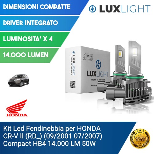 Kit Led Fendinebbia per HONDA CR-V II (RD_) (09/2001 07/2007) Compact HB4 14.000 LM 50W