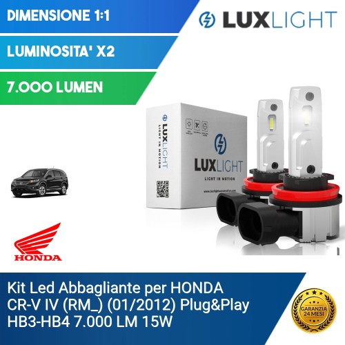 Kit Led Abbagliante per HONDA CR-V IV (RM_) (01/2012) Plug&Play HB3-HB4 7.000 LM 15W