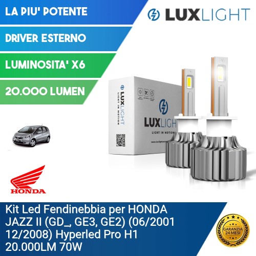 Kit Led Fendinebbia per HONDA JAZZ II (GD_, GE3, GE2) (06/2001 12/2008) Hyperled Pro H1 20.000LM 70W